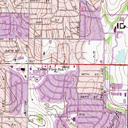 Topographic Map of Valley View Elementary School (historical), KS