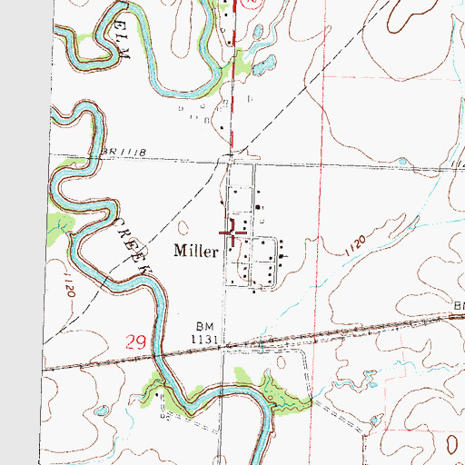 Topographic Map of Miller, KS