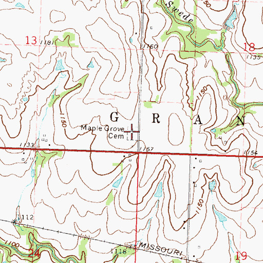 Topographic Map of Rapp Cemetery, KS