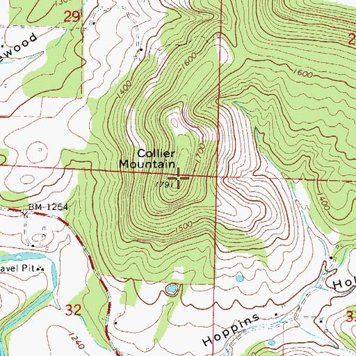 Topographic Map of Collier Mountain, AR