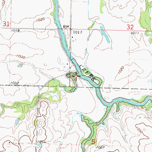 Topographic Map of Mud Creek, KS