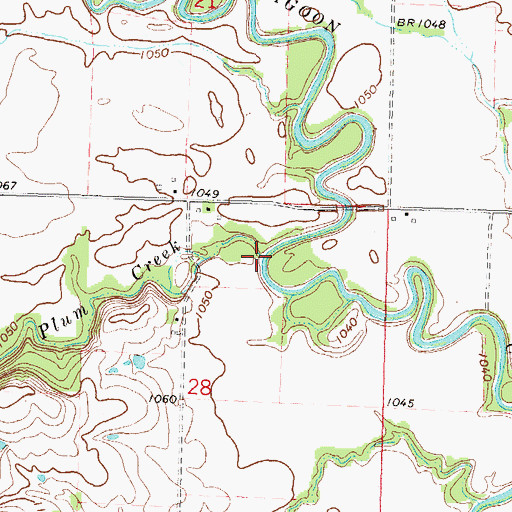 Topographic Map of Plum Creek, KS
