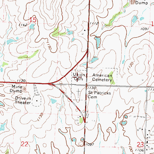Topographic Map of Union Cemetery, KS