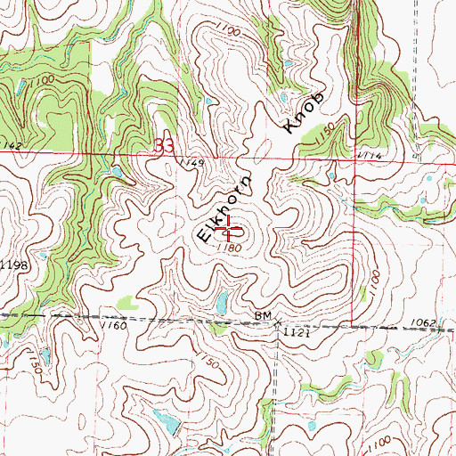 Topographic Map of Elkhorn Knob, KS