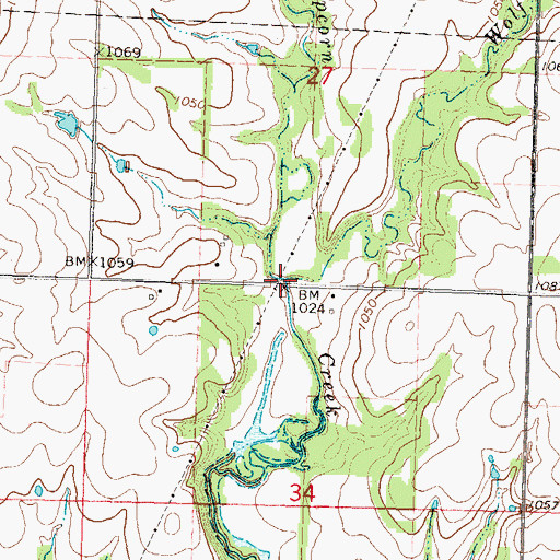 Topographic Map of Wolf Creek, KS