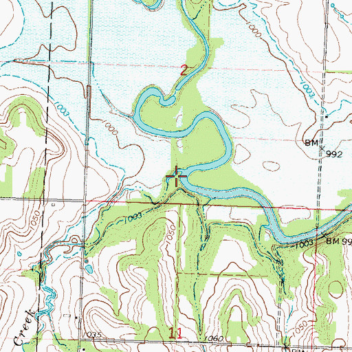 Topographic Map of Coyote Creek, KS
