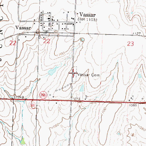 Topographic Map of Vassar Cemetery, KS