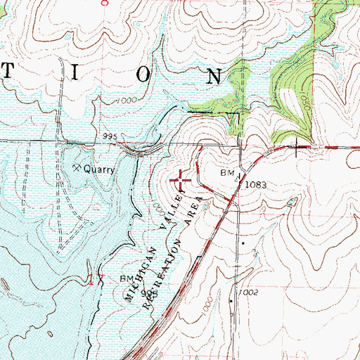 Topographic Map of Michigan Valley Recreation Area, KS
