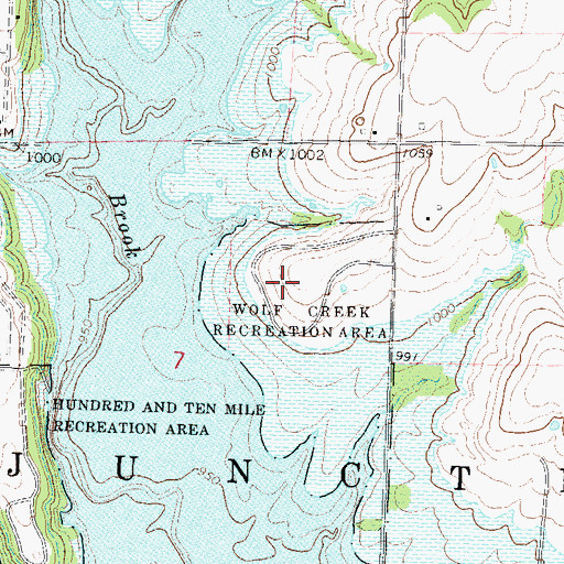 Topographic Map of Wolf Creek Recreation Area, KS