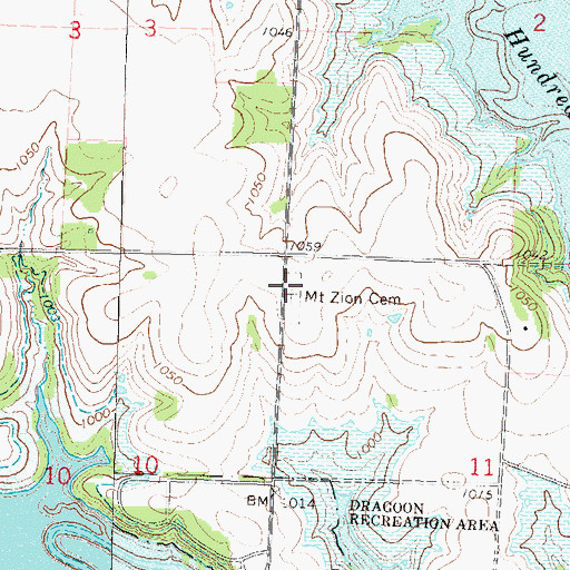 Topographic Map of Mount Zion Cemetery, KS