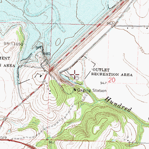 Topographic Map of Outlet Recreation Area, KS