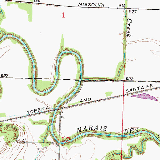 Topographic Map of Lost Creek, KS