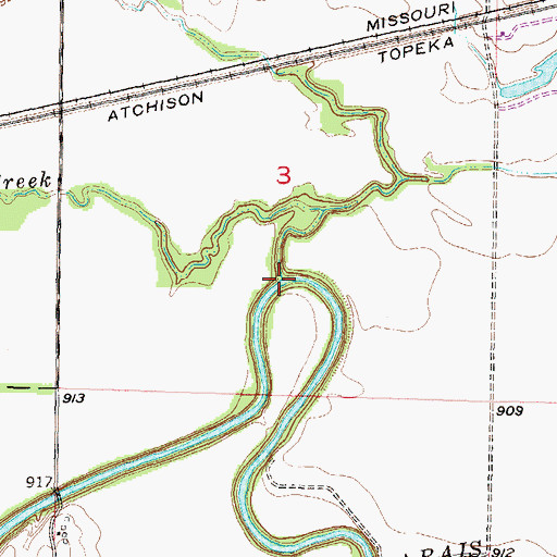 Topographic Map of Kelsey Creek, KS