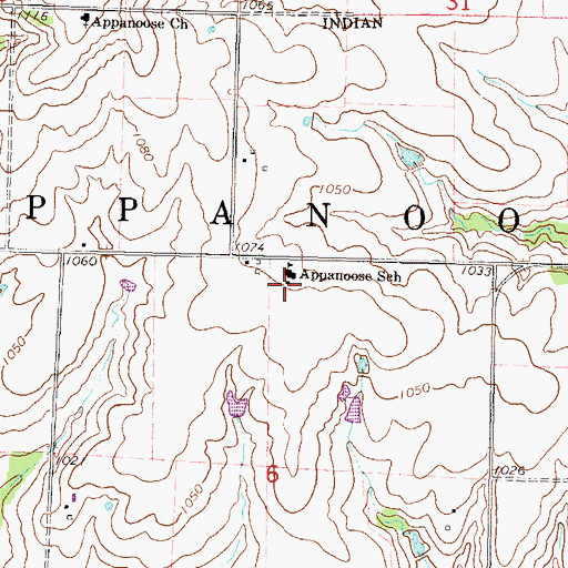 Topographic Map of Appanoose Elementary School, KS