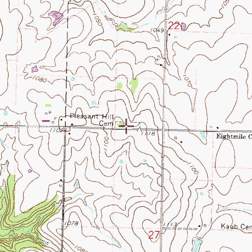 Topographic Map of Pleasant Hill Cemetery, KS