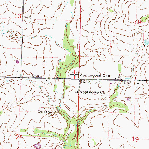 Topographic Map of Appanoose Cemetery, KS