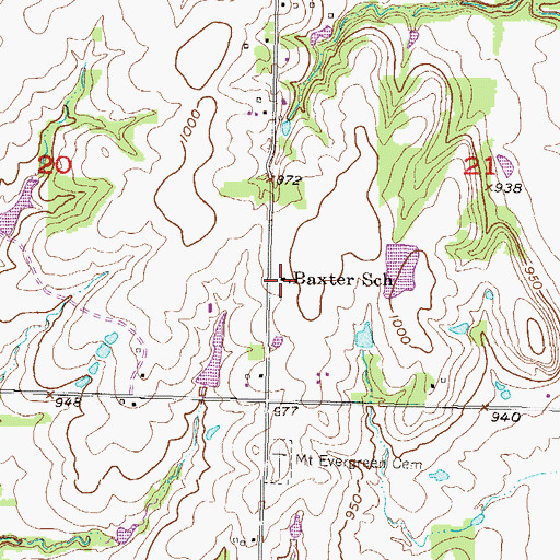 Topographic Map of Baxter School (historical), KS