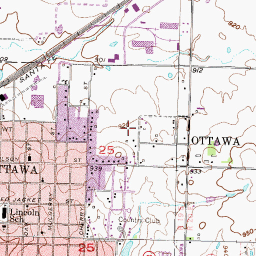 Topographic Map of Lincoln Elementary School, KS