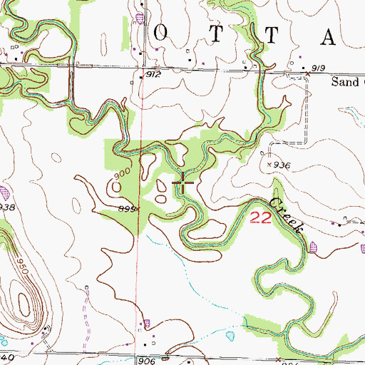Topographic Map of Sand Creek, KS