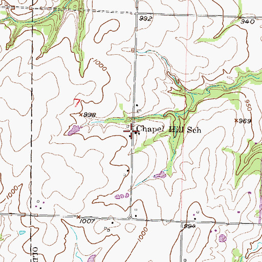 Topographic Map of Chapel Hill School (historical), KS