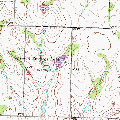 Topographic Map of Natural Springs Lake, KS