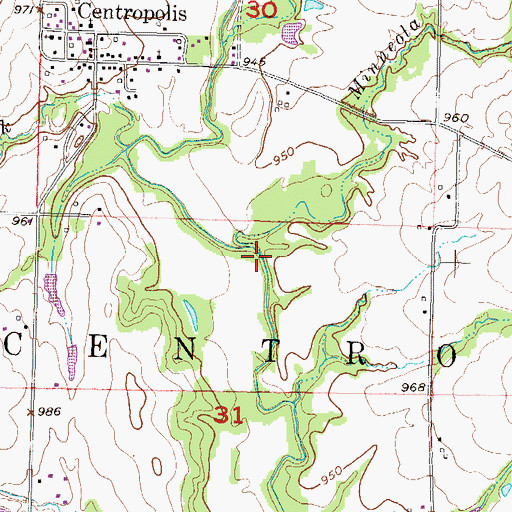 Topographic Map of Minneola Creek, KS