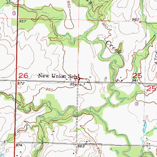 Topographic Map of New Union School (historical), KS