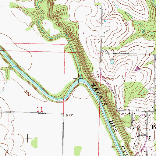 Topographic Map of Ottawa Creek, KS