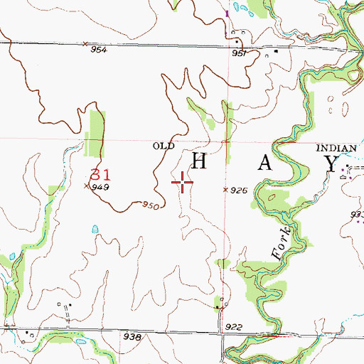 Topographic Map of Township of Hayes, KS