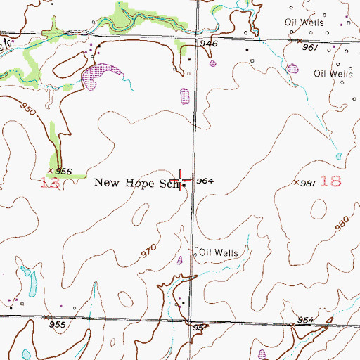 Topographic Map of New Hope School (historical), KS