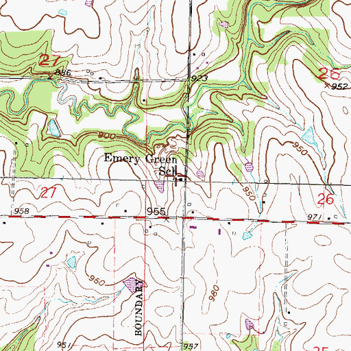 Topographic Map of Emery Green School (historical), KS