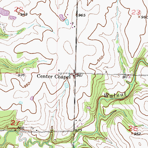 Topographic Map of Center Chapel, KS