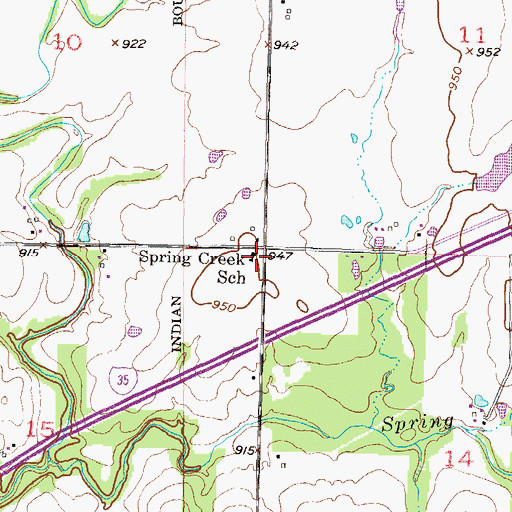 Topographic Map of Spring Creek School (historical), KS