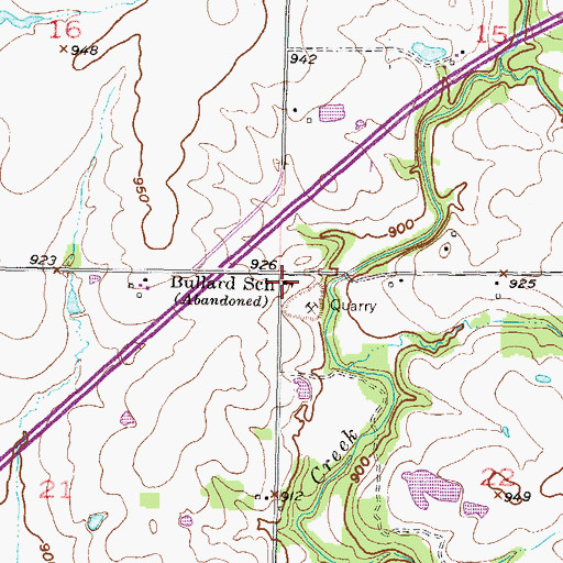 Topographic Map of Bullard School, KS