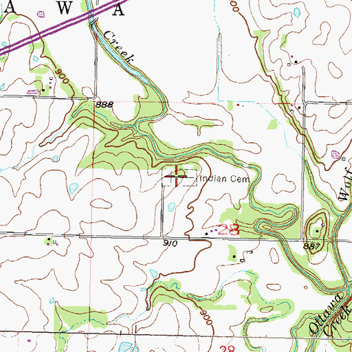 Topographic Map of Ottawa Indian Mission and Burial Ground, KS