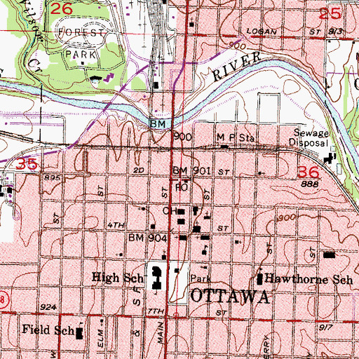 Topographic Map of Ottawa, KS