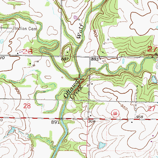 Topographic Map of Tauy Creek, KS
