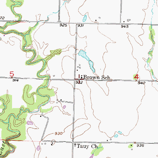 Topographic Map of Brown School (historical), KS