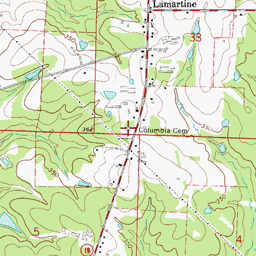 Topographic Map of Columbia Cemetery, AR
