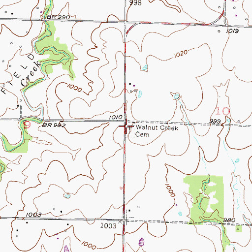 Topographic Map of Walnut Creek Cemetery, KS