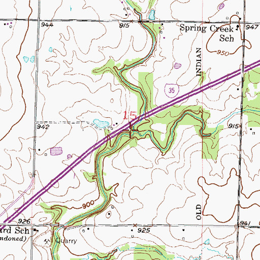 Topographic Map of Spring Creek, KS