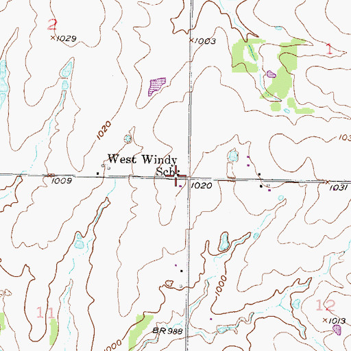 Topographic Map of West Windy School (historical), KS