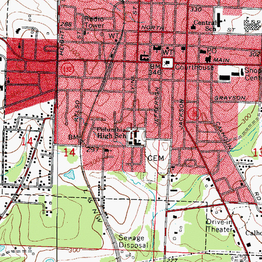 Topographic Map of Columbia High School, AR