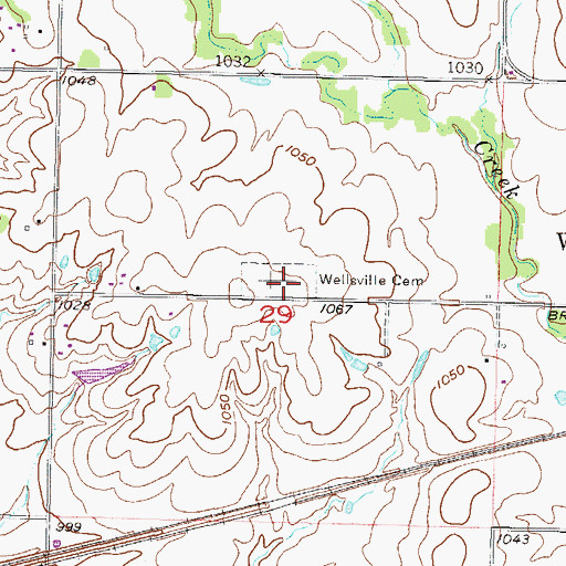 Topographic Map of Wellsville Cemetery, KS