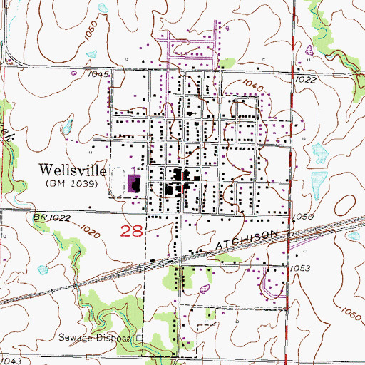 Topographic Map of Wellsville, KS