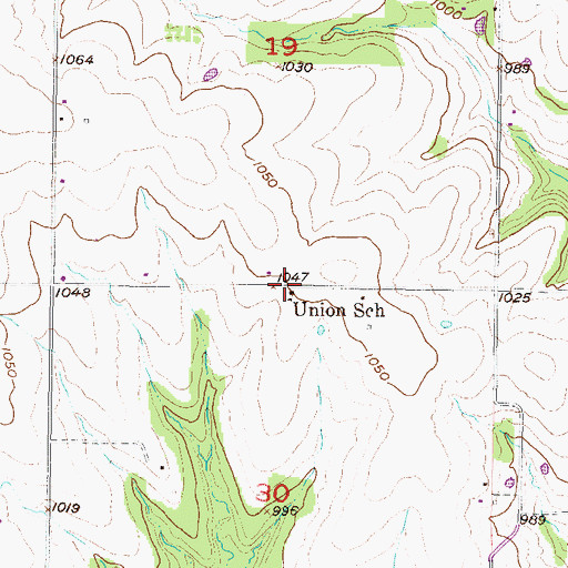 Topographic Map of Union School (historical), KS