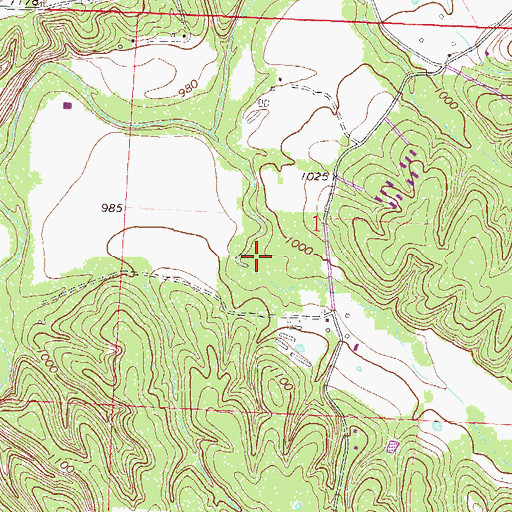 Topographic Map of Columbia Hollow, AR