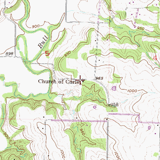 Topographic Map of Church of Christ, KS