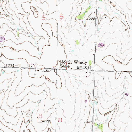 Topographic Map of North Windy School (historical), KS