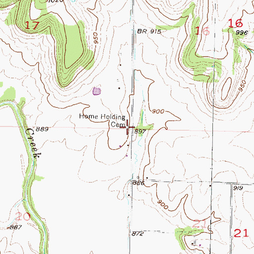 Topographic Map of Home Holding Cemetery, KS
